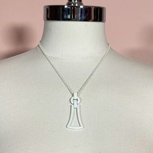 Vintage White Painted Election Team USA Patriotic Abstract Western Necklace